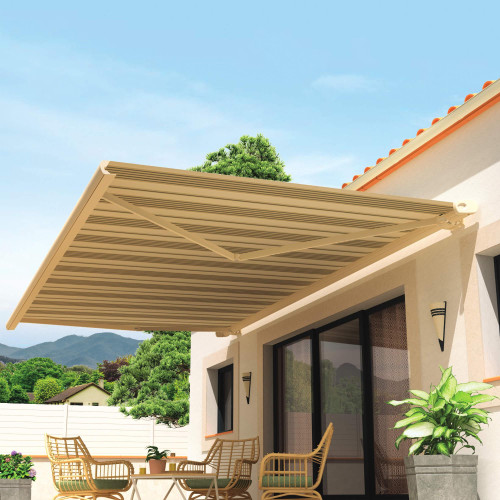 Toldo cofre Barbade 4 m x 3,5 m con motor, mando a distancia y sistema de emergencia