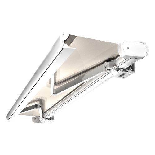 Store Banne Coffre Barbade 4 x 3,5 m Motorisé à télécommande avec manoeuvre de secours + éclairage led