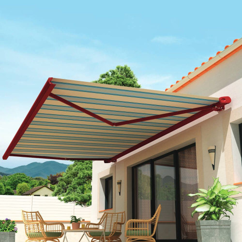 Toldo cofre Barbade 4 m x 3,5 m con motor, mando a distancia y sistema de emergencia