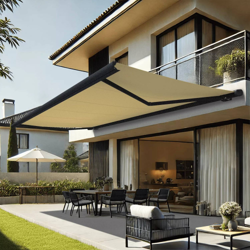 Toldo cofre Barbade 4 m x 3,5 m con motor, mando a distancia y sistema de emergencia