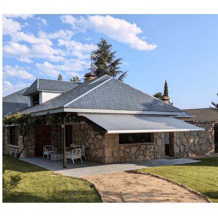 Toldo Cofre Samoa 4.00 m x 3.50 m Motorizado con mando a distancia y maniobra auxiliar