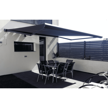 Toldo Cofre Samoa 4.00 m x 3.50 m Motorizado con mando a distancia y maniobra auxiliar