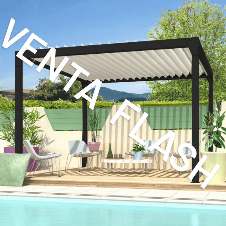 VENTA FLASH Pérgola bioclimática Lourdes manual autoportante de 3.50 m x 4.00 m