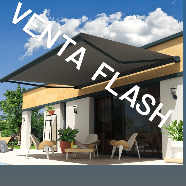 VENTA FLASH Toldo cofre Samoa de 4 m x 3,5 m con motor, mando a distancia y sistema de emergencia